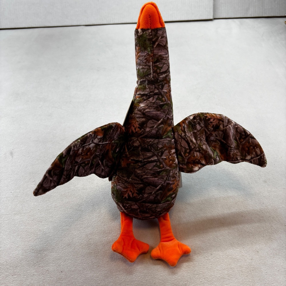 Woof Crew Duck Duck Boom Dog Toy Brown Camo Squeaker Plush